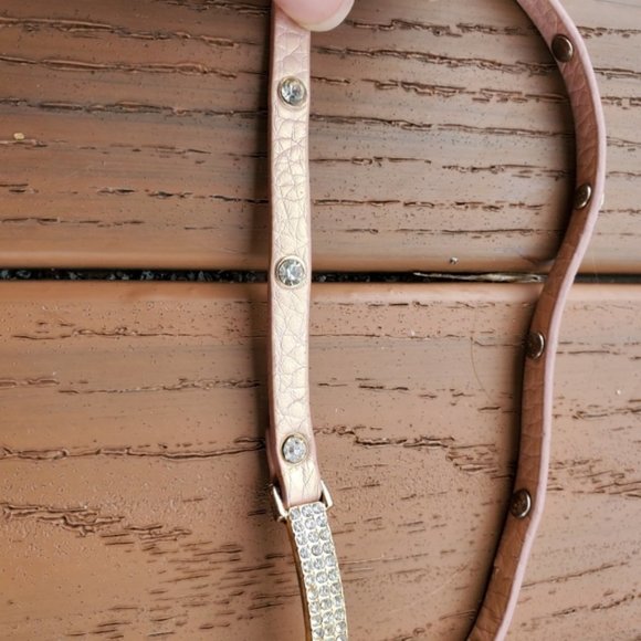 Pastel Pink Faux Leather Wrap Bracelet Rhinestones Glam Party Casual Boho Preppy - Picture 5 of 7